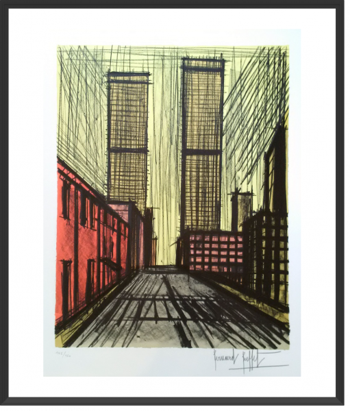BUFFET Bernard Litho 105-150 New York Twin towers 76 x 58 cm