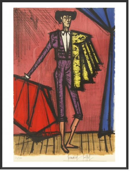 BUFFET Bernard Torero en costume violet 73 cm x 51 cm