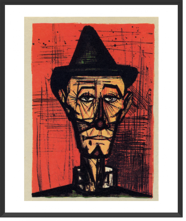 ANCIENNE LITHOGRAPHIE ÉPREUVE d'artiste signée portrait de clown cirque