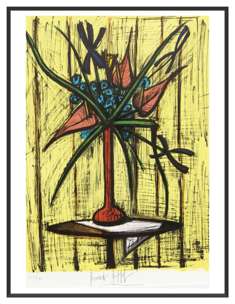 BUFFET Bernard Anthuriums et iris 76 x 58 cm