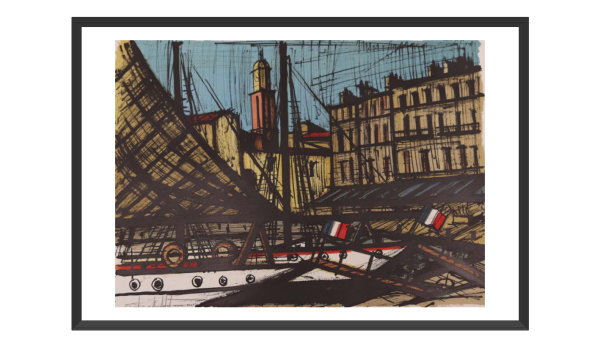 BUFFET Bernard Le quai de Suffren et les Yachts 52 x 69 cm EA