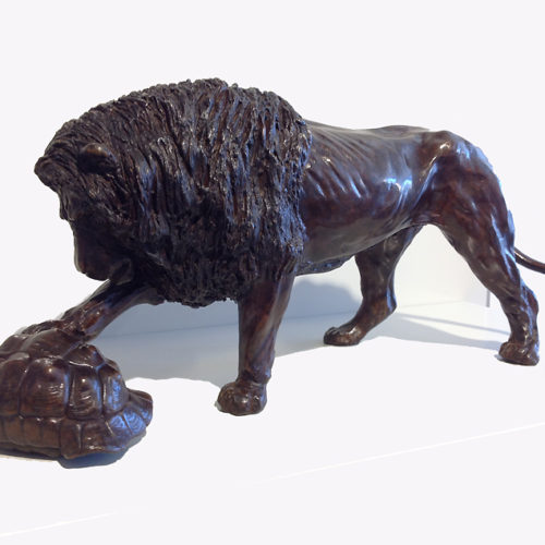 Colcombet-Le-lion-et-la-tortue-Bronze