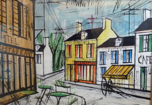 « Hôtel au bon coin », Aquarelle de Bernard Buffet