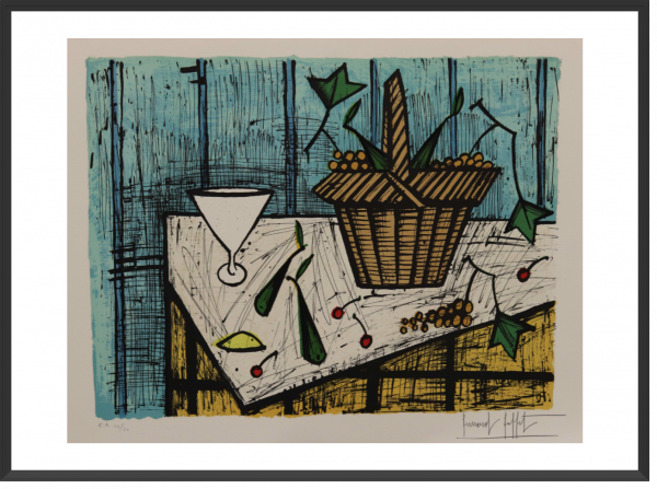 BUFFET Bernard Lithographie EA 12-30 Le panier de fruits 50 x 65 cm