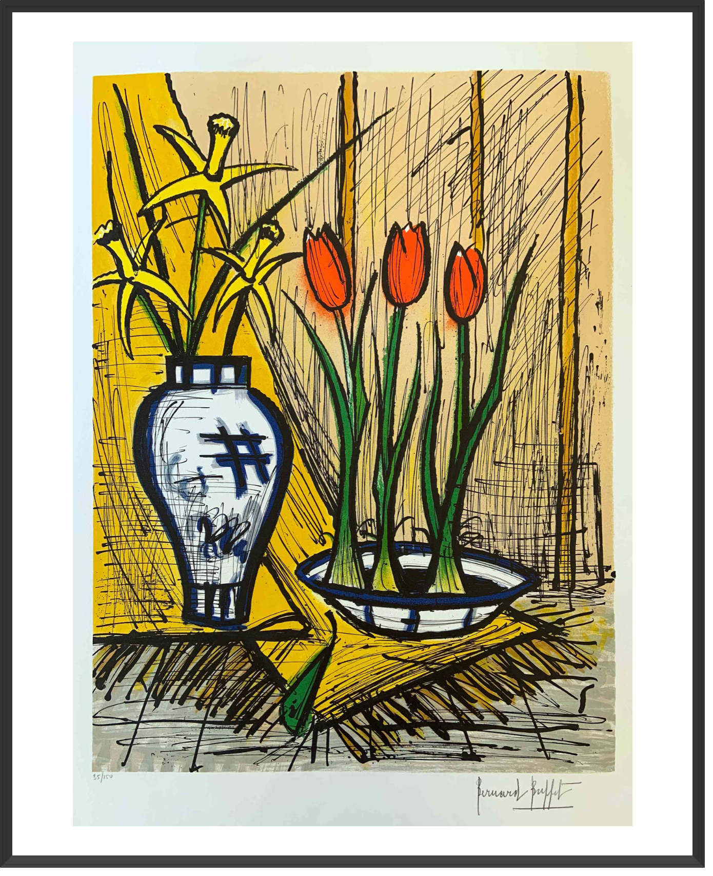 Lithographie Anémones et tulipes | Bernard Buffet