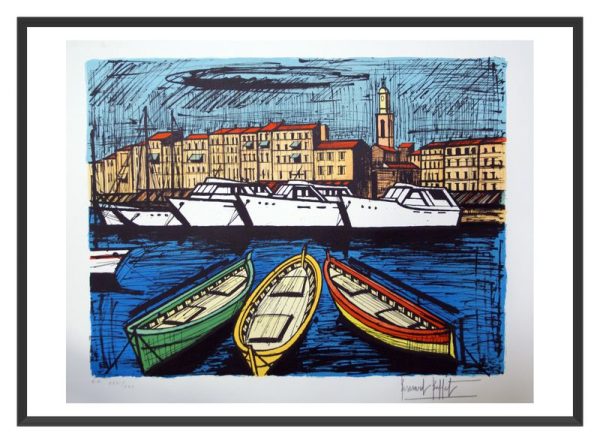 BUFFET Bernard Saint-Tropez, les yachts 55 cm x 68 cm